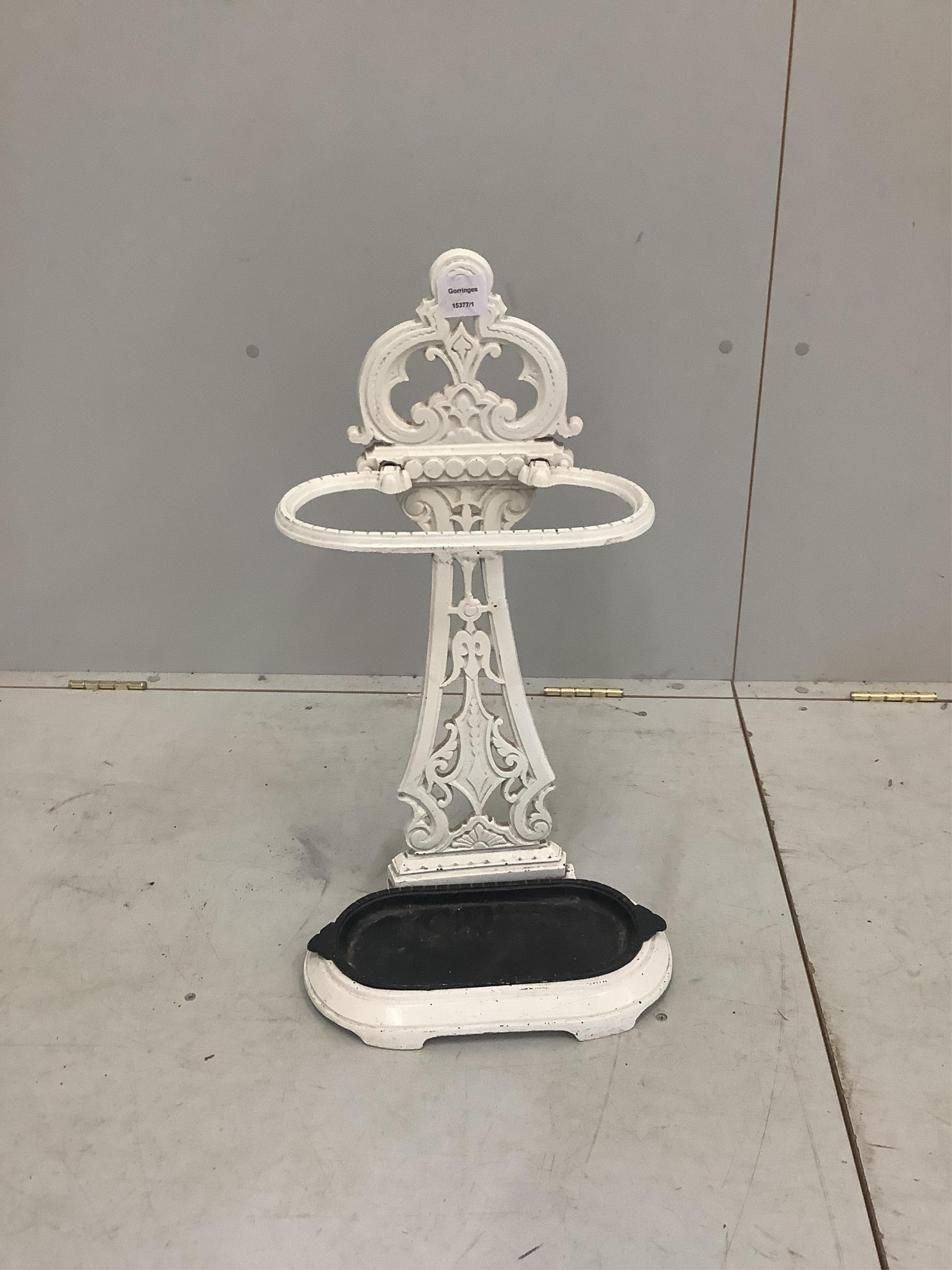 A Victorian painted cast iron stick stand, height 63cm. Condition - fair